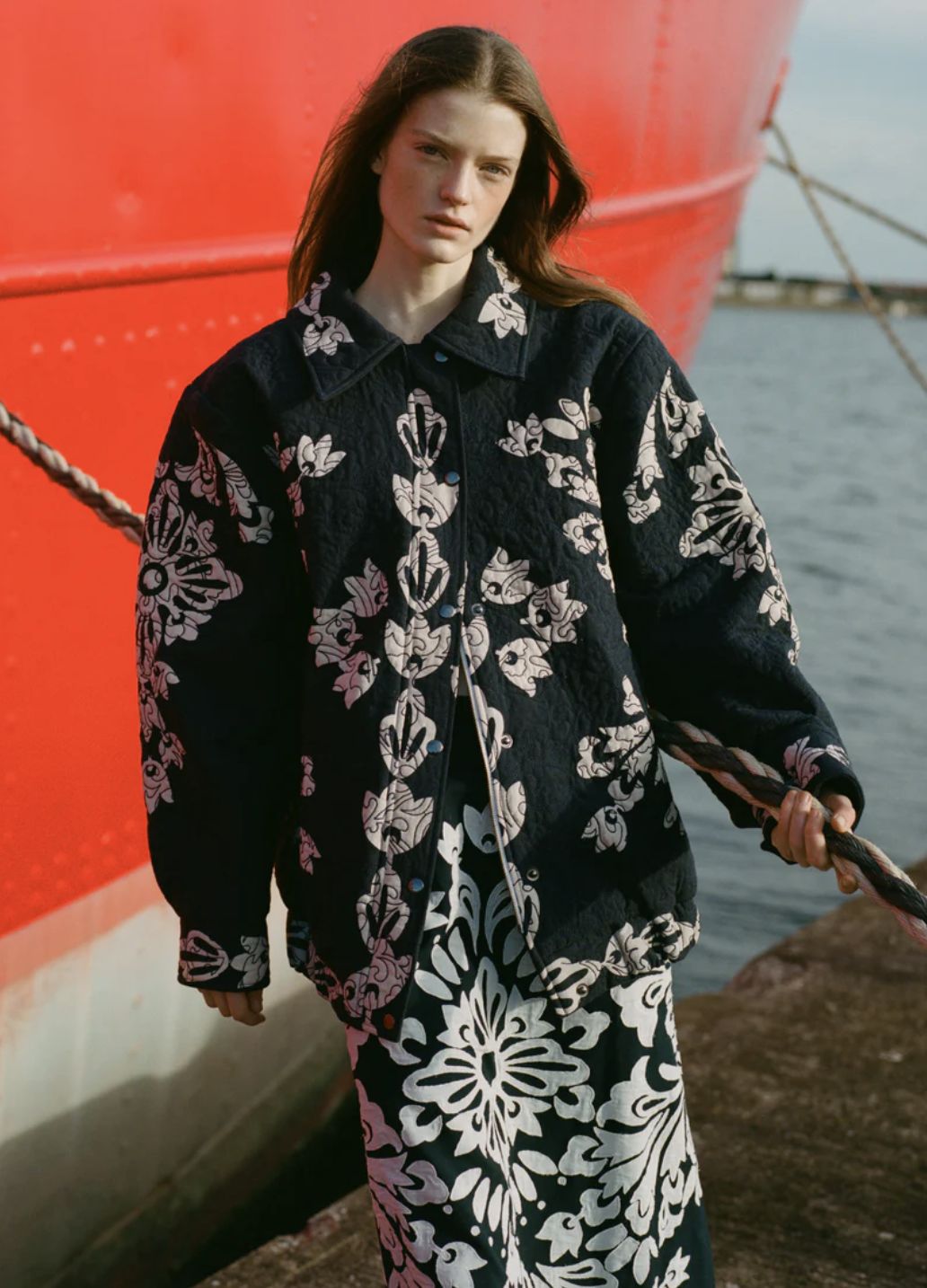 Sea-NY Liliana Applique Quilted Jacket