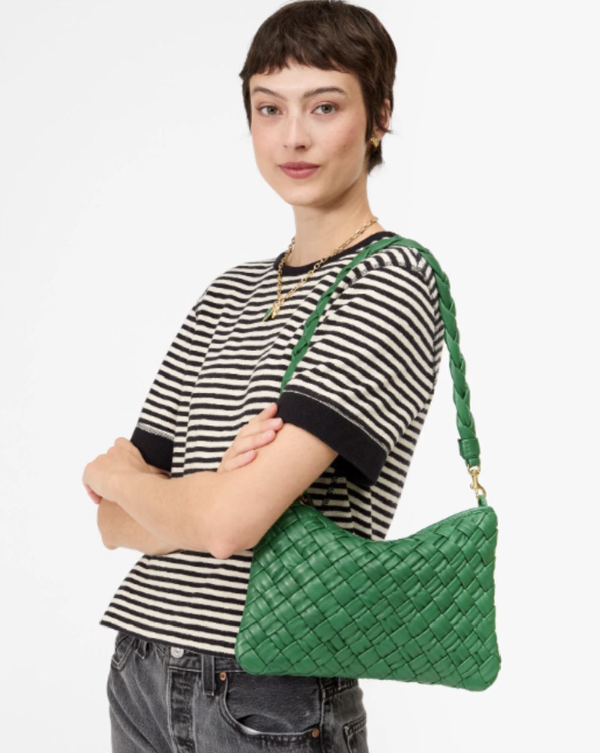 Clare V Puffy Flat Clutch in Fern Green