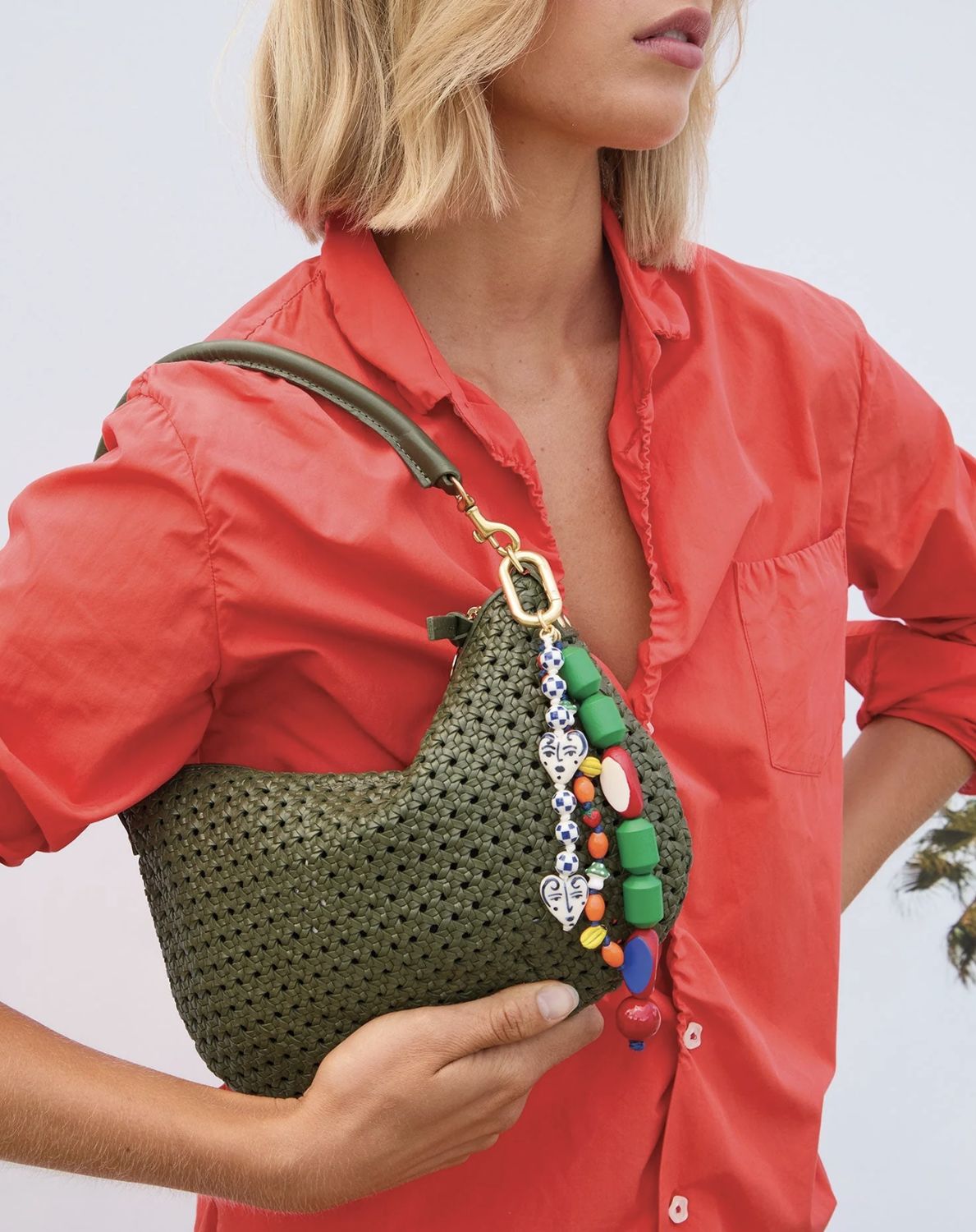 Clare V Petite Moyen Army Rattan