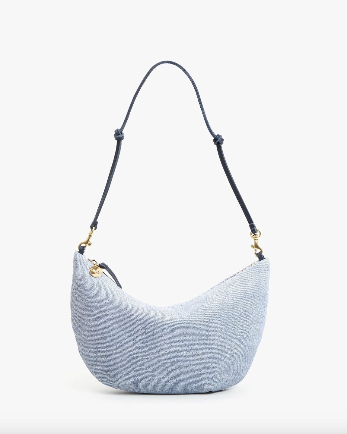 Clare V Lune Bag in Light Blue Denim Suede