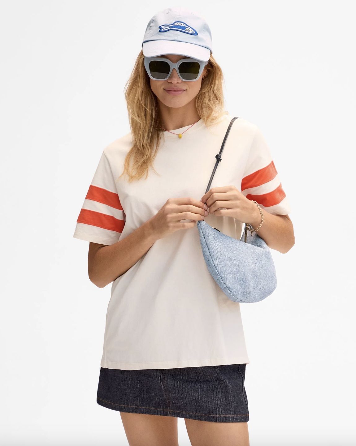 Clare V Lune Bag in Light Blue Denim Suede