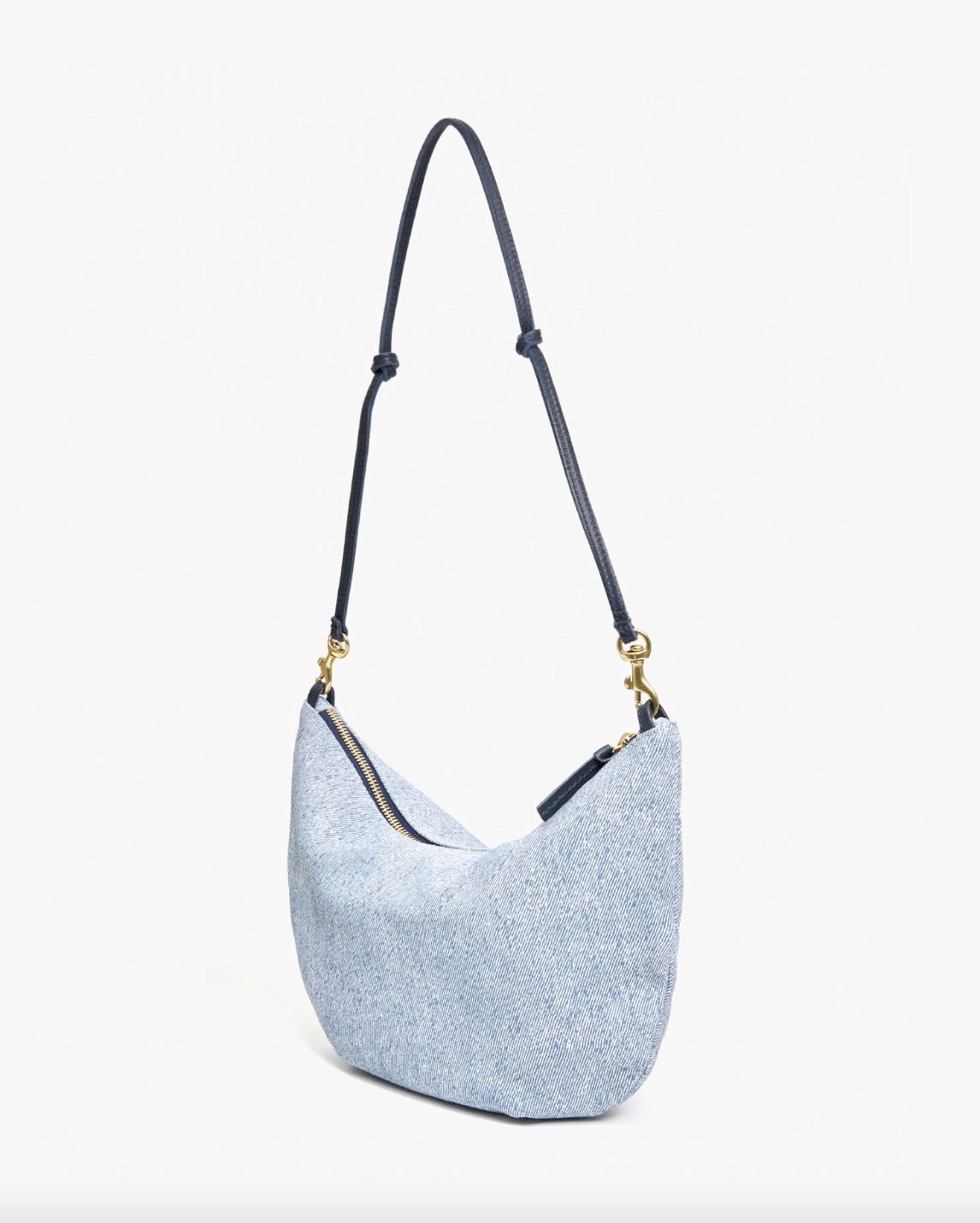 Clare V Lune Bag in Light Blue Denim Suede