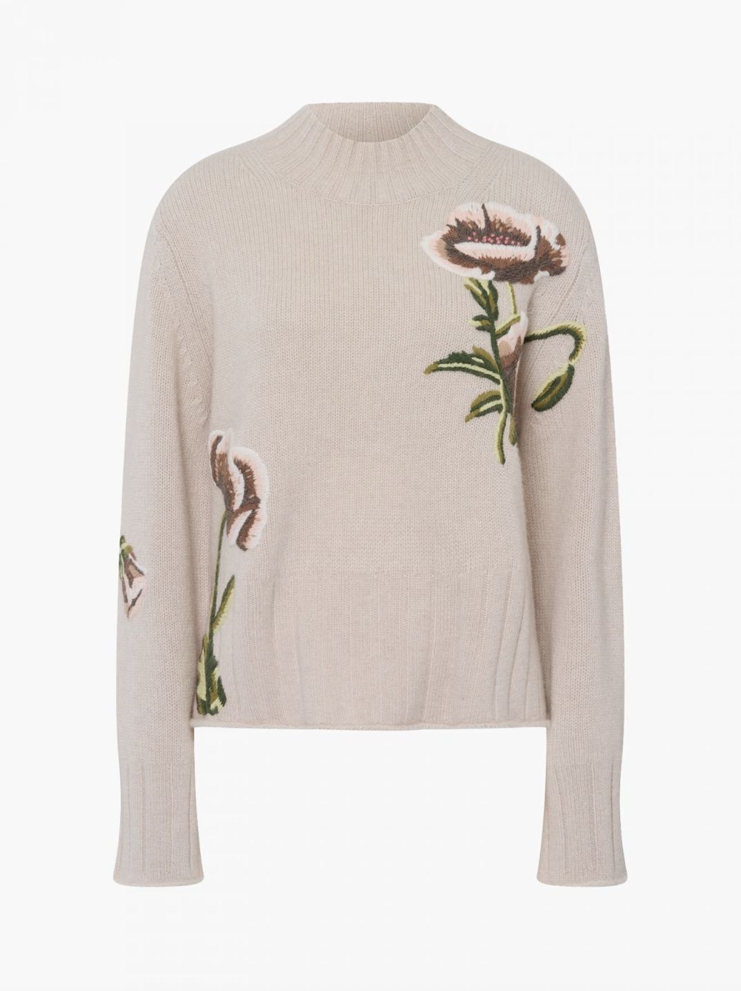 FTC Cashmere Mock Neck Flower Print Sweater