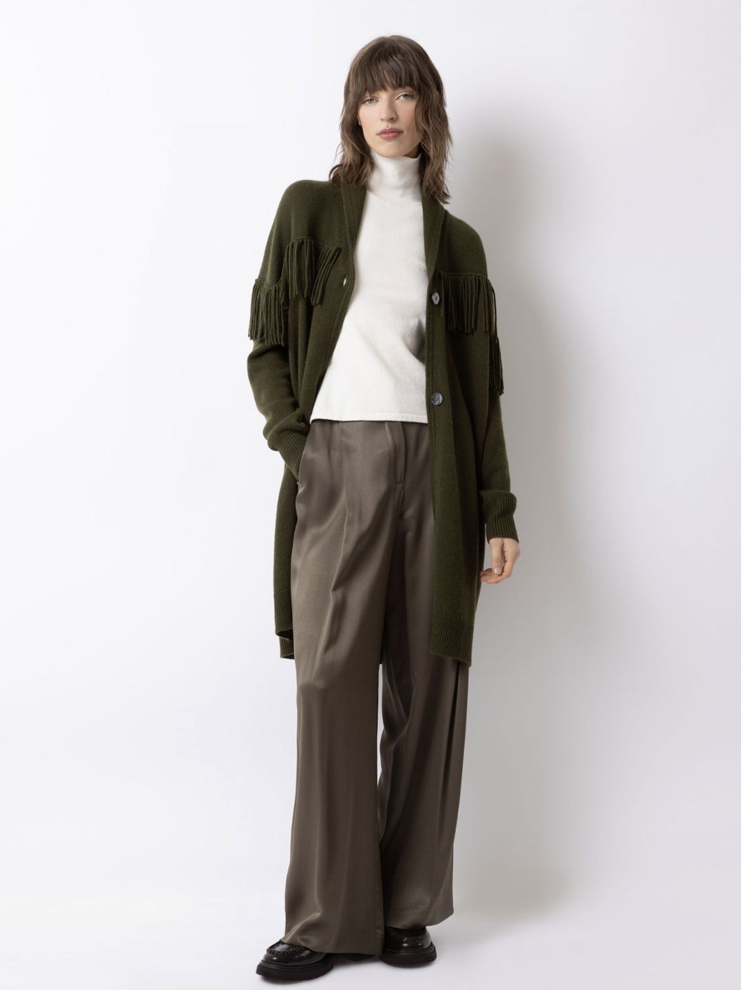 FTC Cashmere Long Fringe Cardigan