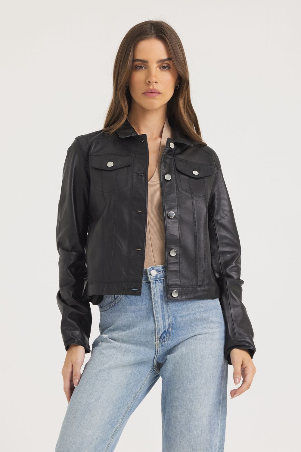 Jakett Alexa Burnished Leather Jacket