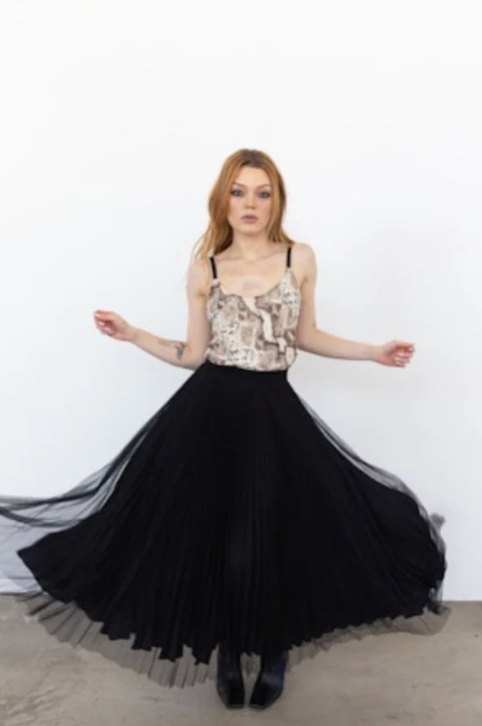 Loyd Ford Dobby Tulle Skirt in Black