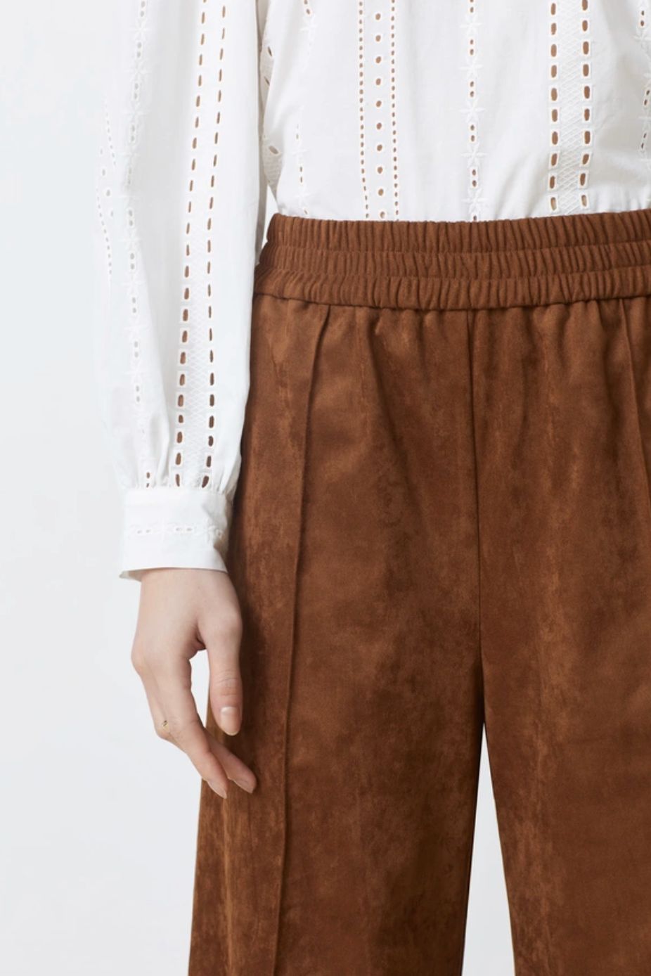 Suncoo Johan Faux-Suede Wide Leg Pants