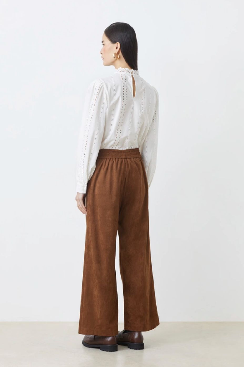 Suncoo Johan Faux-Suede Wide Leg Pants