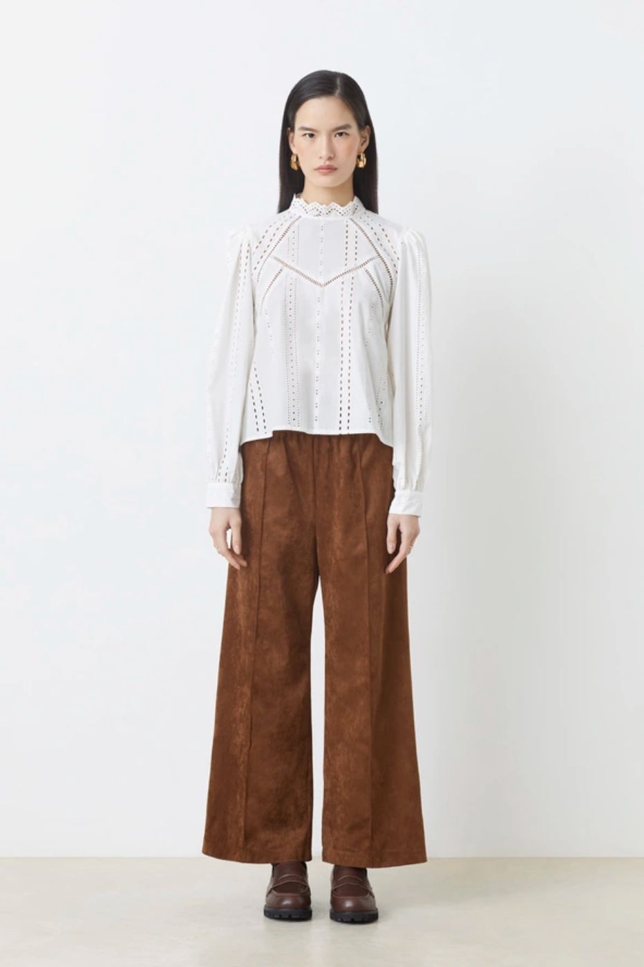 Suncoo Johan Faux-Suede Wide Leg Pants
