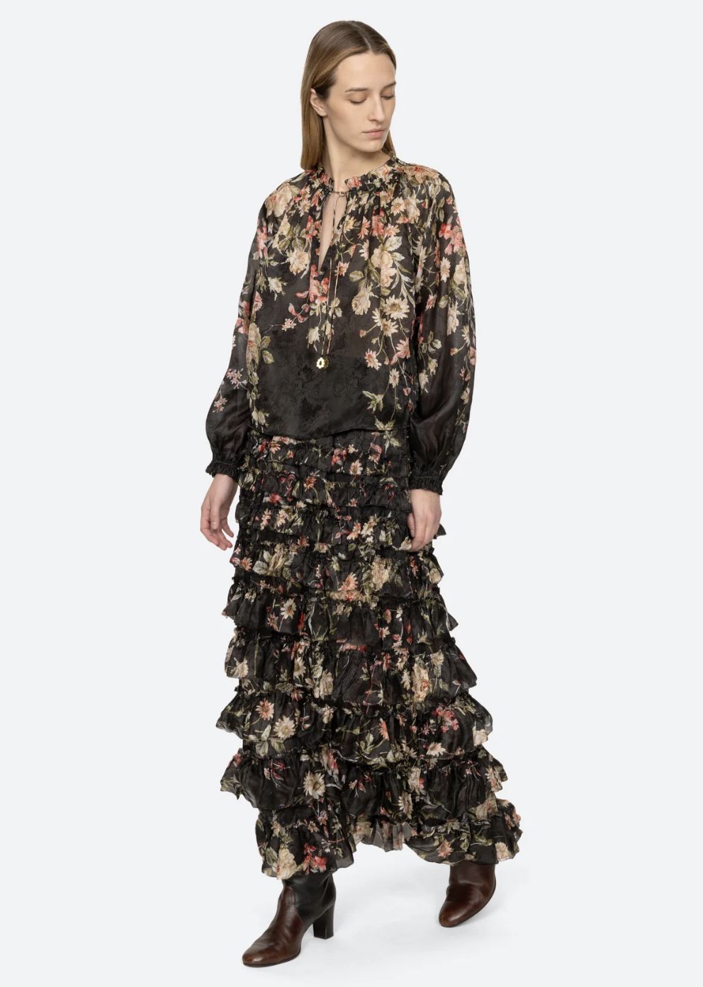 Sea-NY Jolie Print Long Sleeve Blouse