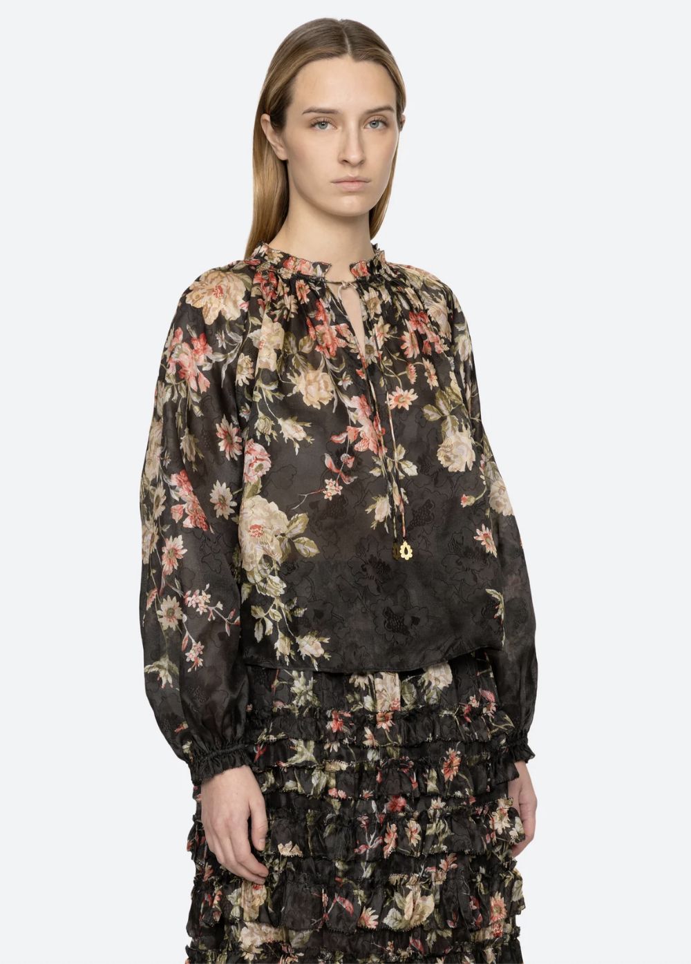 Sea-NY Jolie Print Long Sleeve Blouse