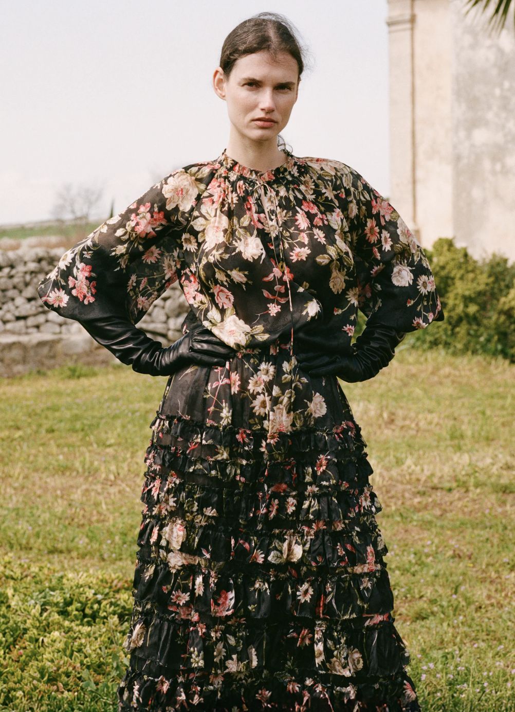 Sea-NY Jolie Print Long Sleeve Blouse