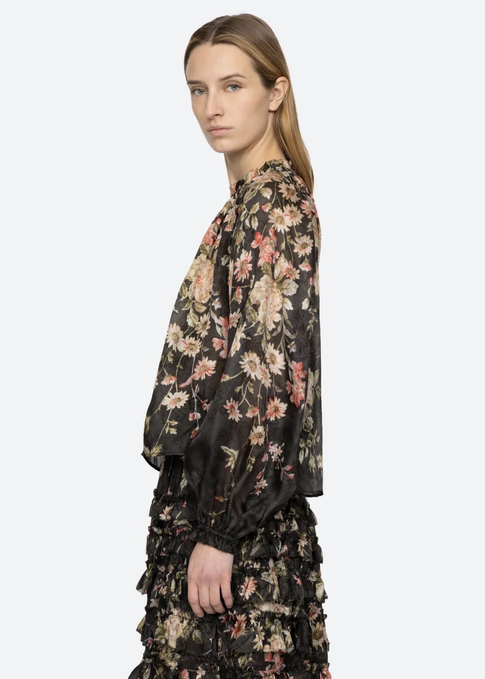 Sea-NY Jolie Print Long Sleeve Blouse