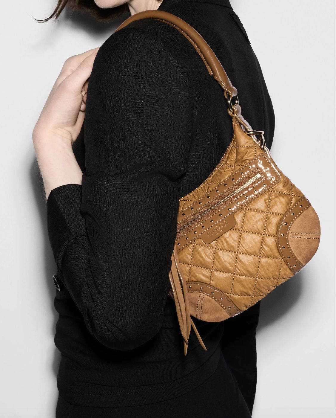 MZ Wallace Mini Stud Crosby Sienna Bag
