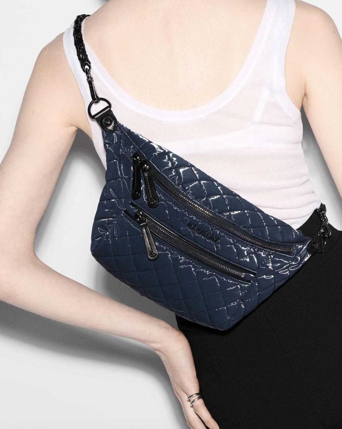 MZ Wallace Small Crosby Crossbody Sling Bag in Ink Liquid