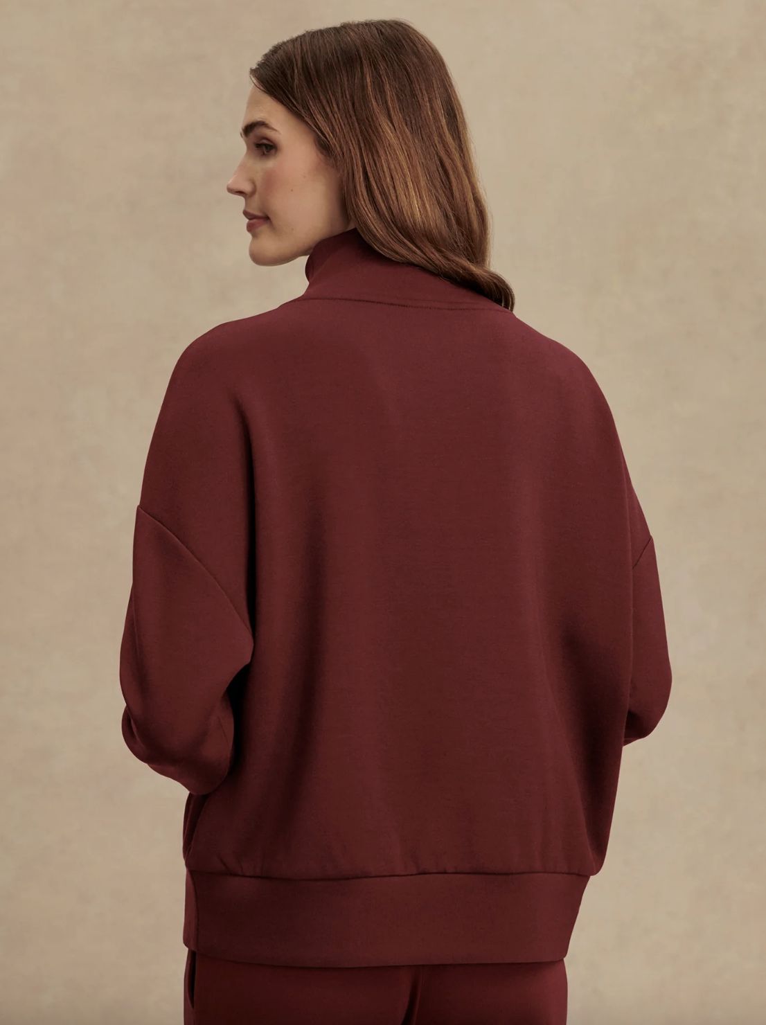 Varley Hawley Half-Zip Sweatshirt in New Maroon