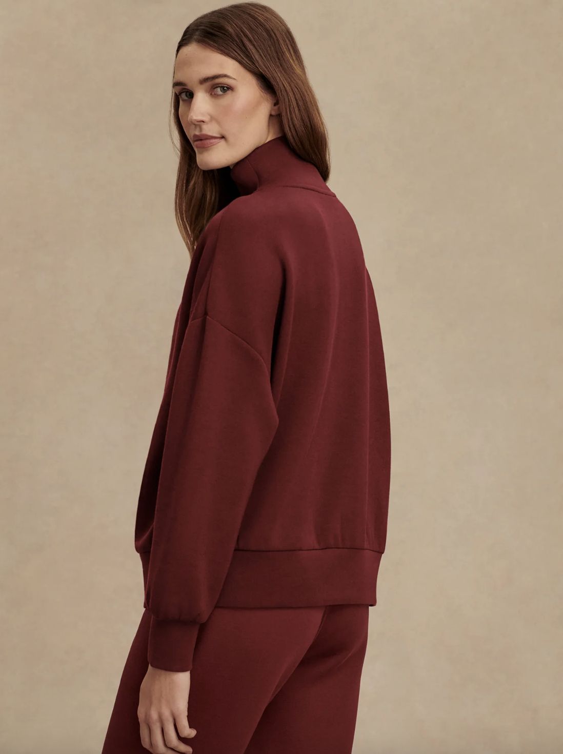 Varley Hawley Half-Zip Sweatshirt in New Maroon