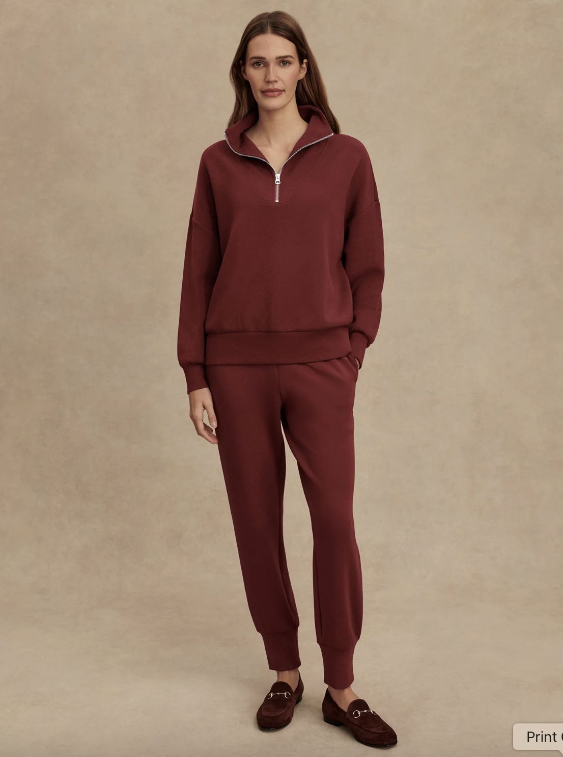 Varley Hawley Half-Zip Sweatshirt in New Maroon