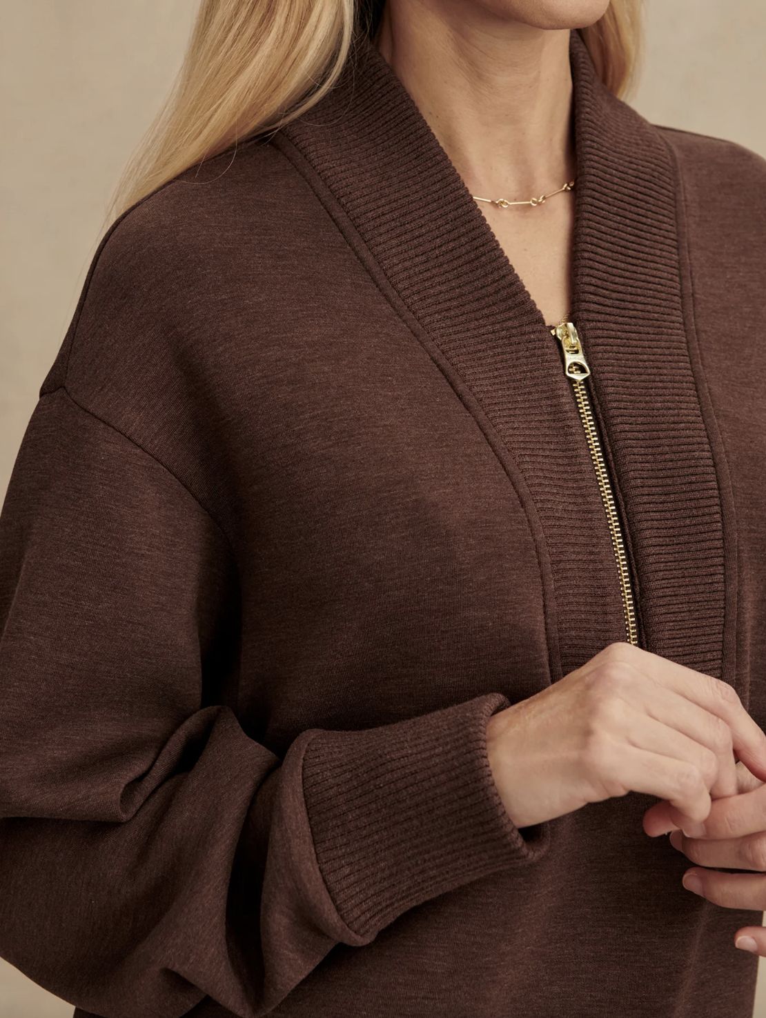 Varley Sally Half-Zip Sweatshirt in Coffee Bean Marl