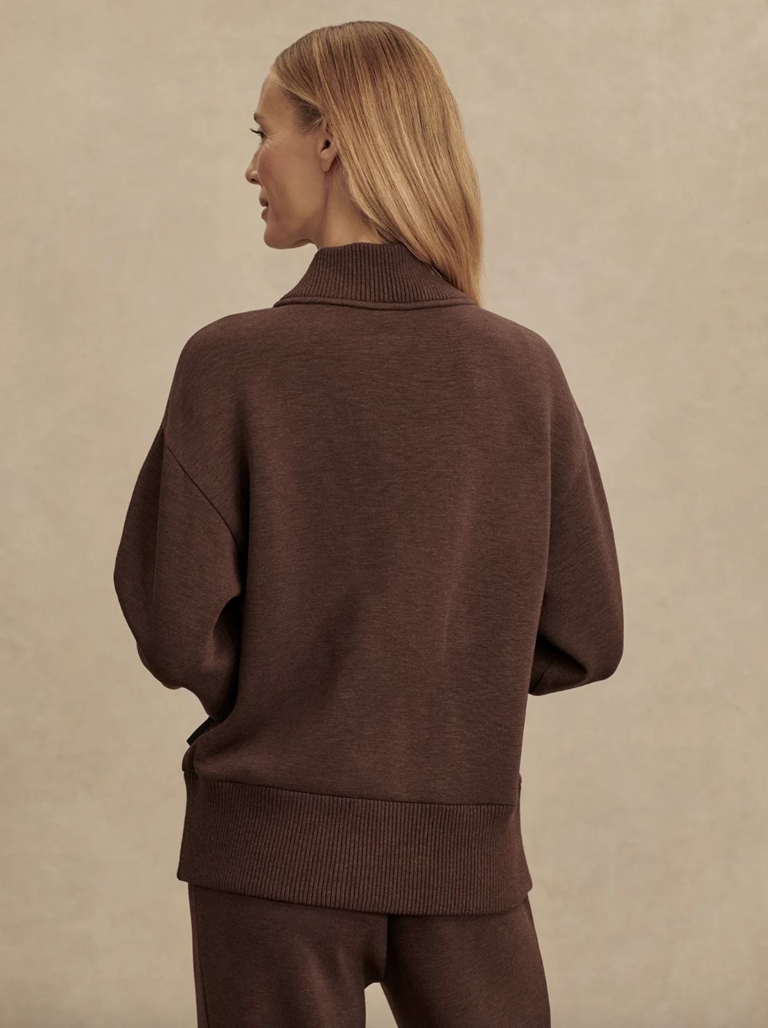 Varley Sally Half-Zip Sweatshirt in Coffee Bean Marl