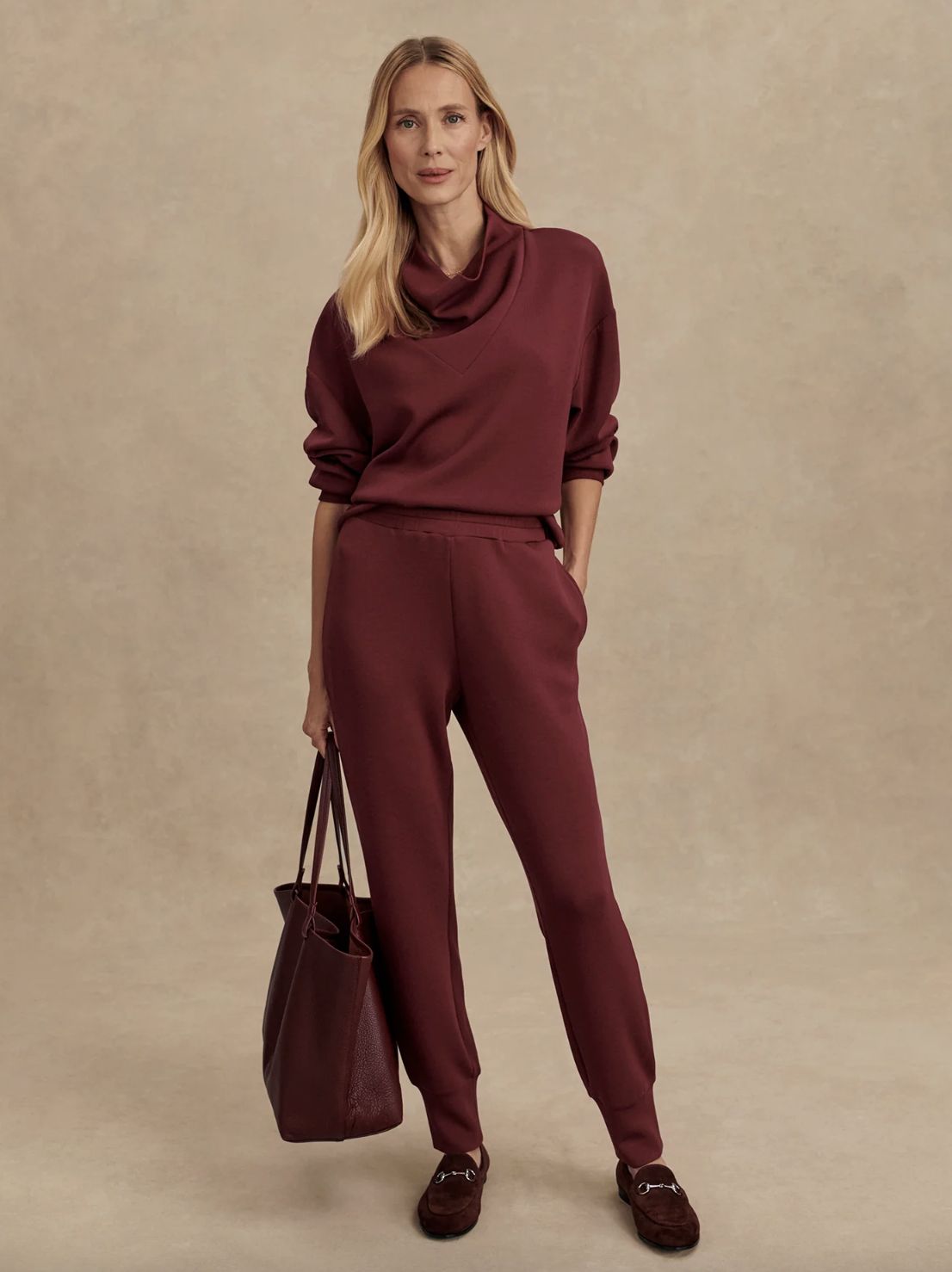 Varley Slim Cuff Pant in New Maroon - 27.5&quot;