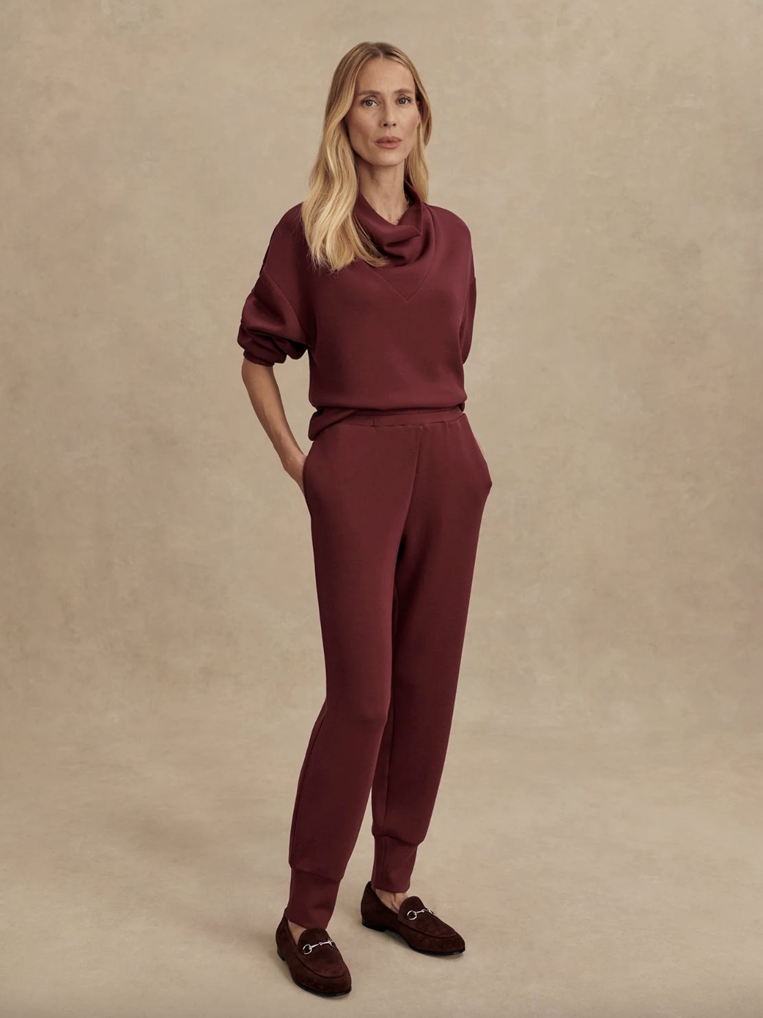 Varley Slim Cuff Pant in New Maroon - 27.5&quot;