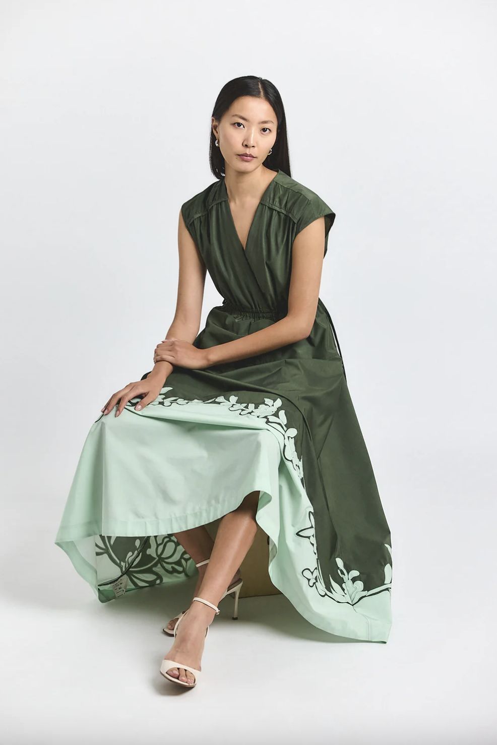Derek Lam Nara Poplin Applique Dress