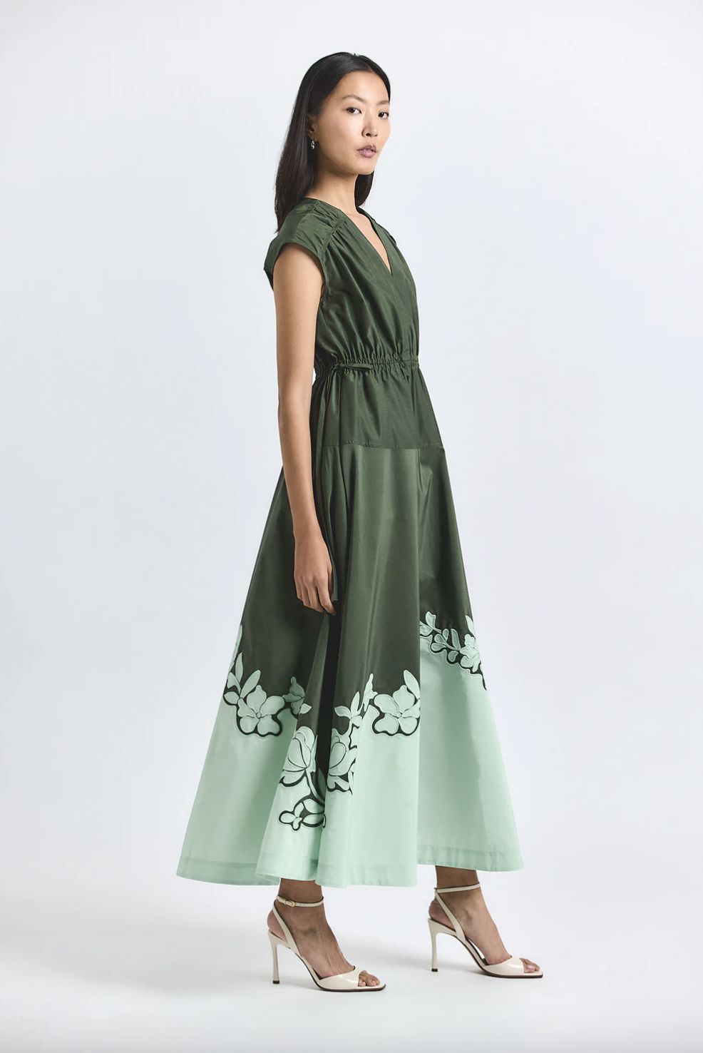Derek Lam Nara Poplin Applique Dress