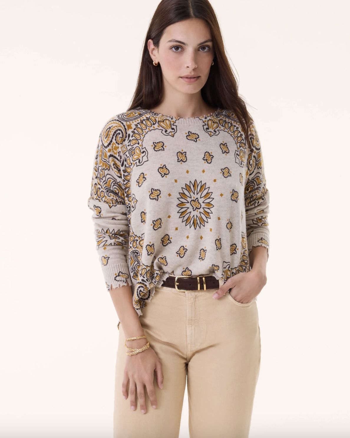 Kujten Mela Western Cashmere Sweater in Ambre