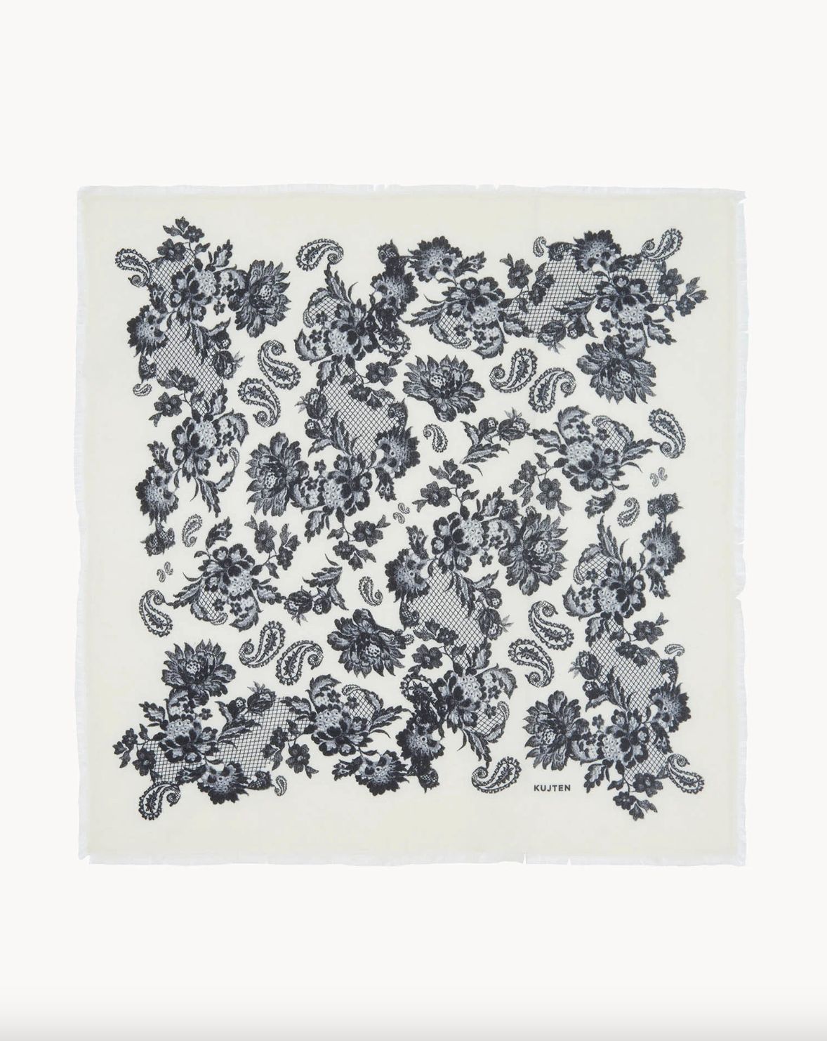 Kujten Hachiko Lace-Design Scarf, Color: Avoine