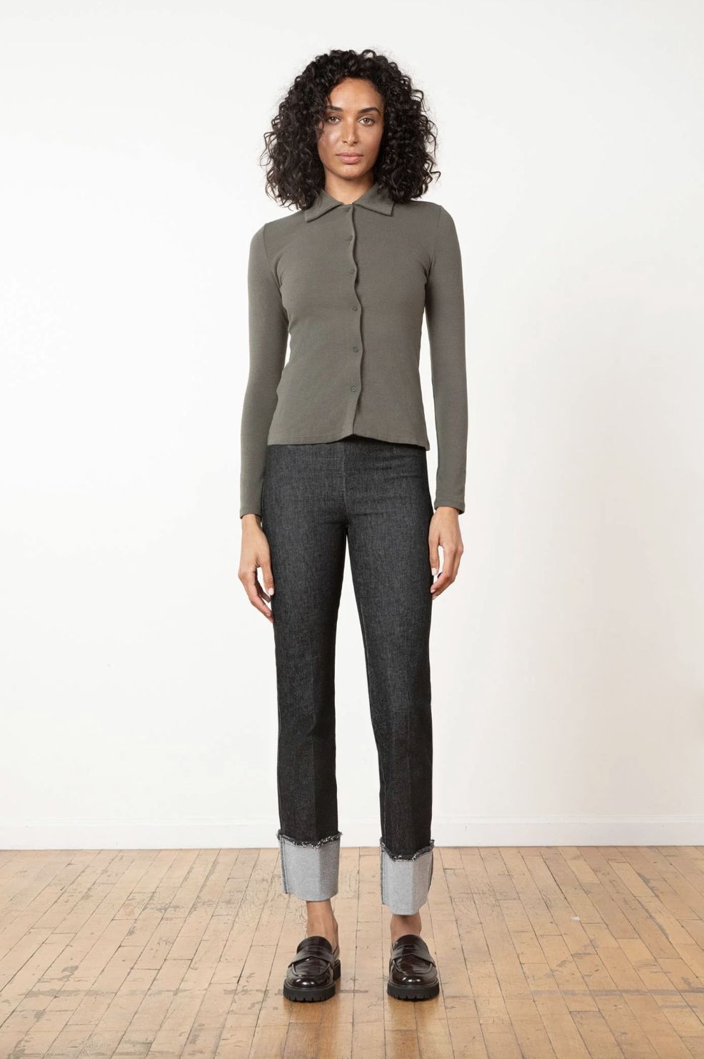 Avenue Montaigne Bonnie Cuff Jean in Black Denim