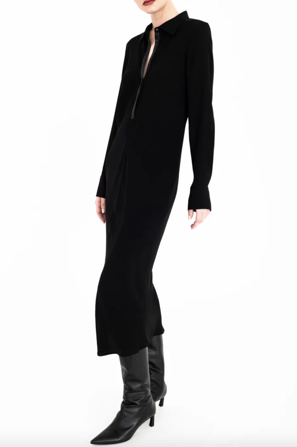 Elaine Kim Chantal Silk Georgette Bias Shirt Dress