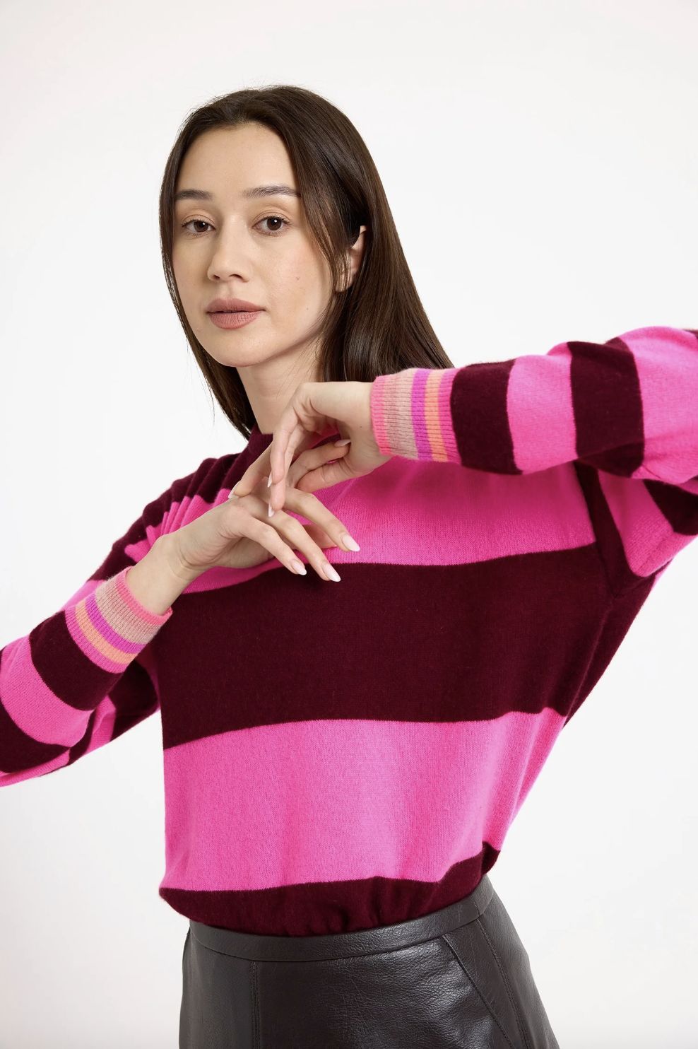Brodie Cashmere Molly Stripe Crew