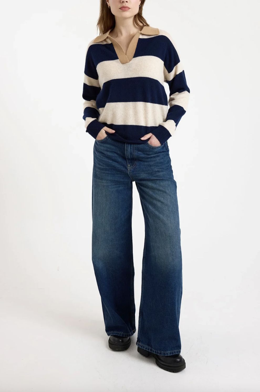 Brodie Cashmere Rugby Polo Sweater
