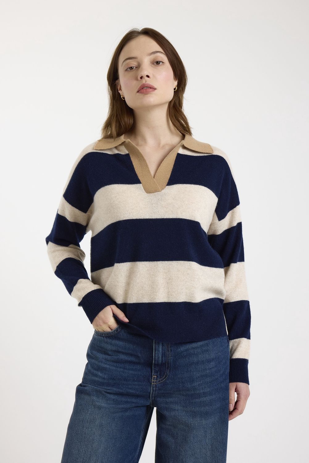 Brodie Cashmere Rugby Polo Sweater