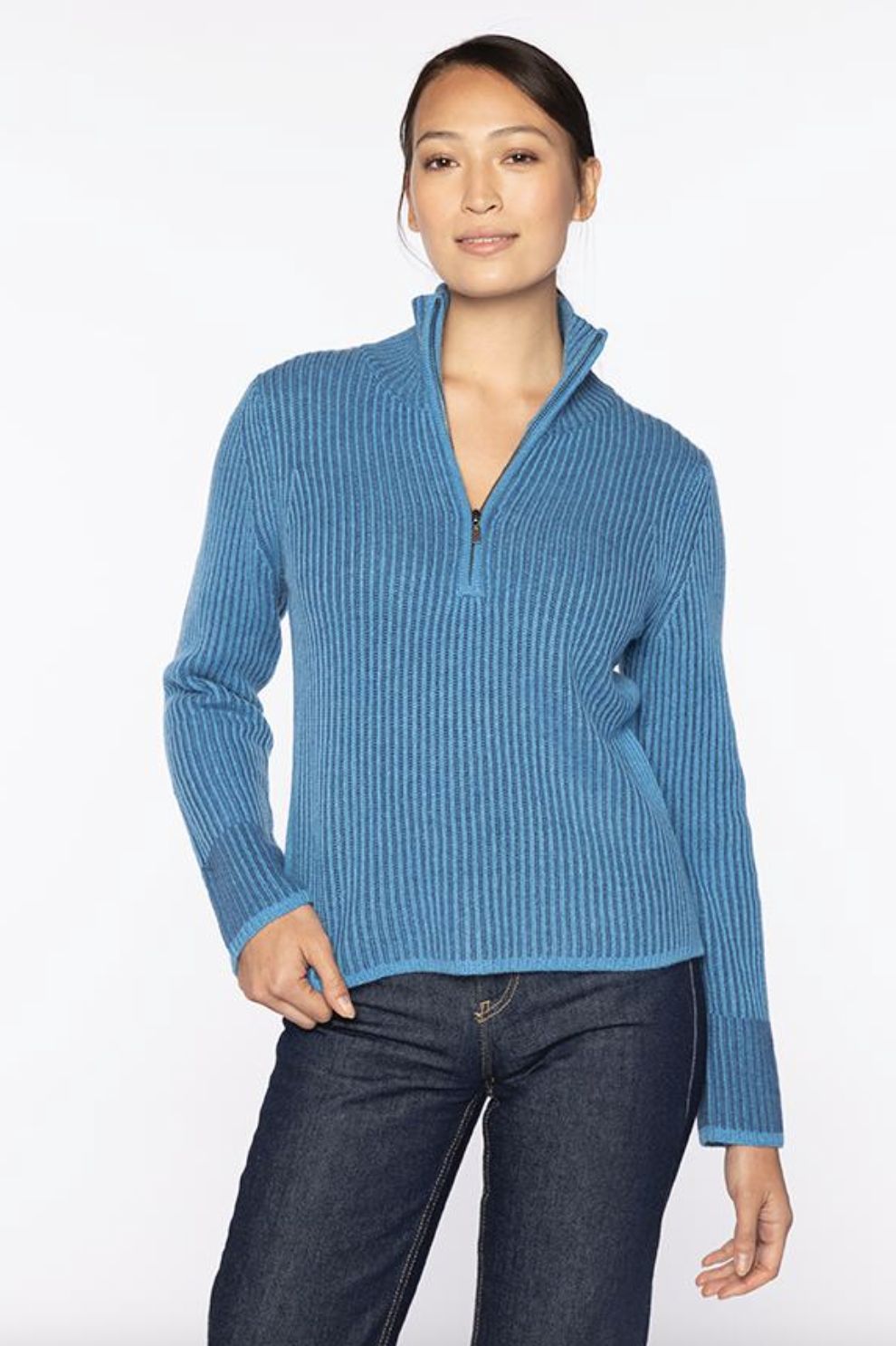 Kinross Plaited Rib Half-Zip Sweater