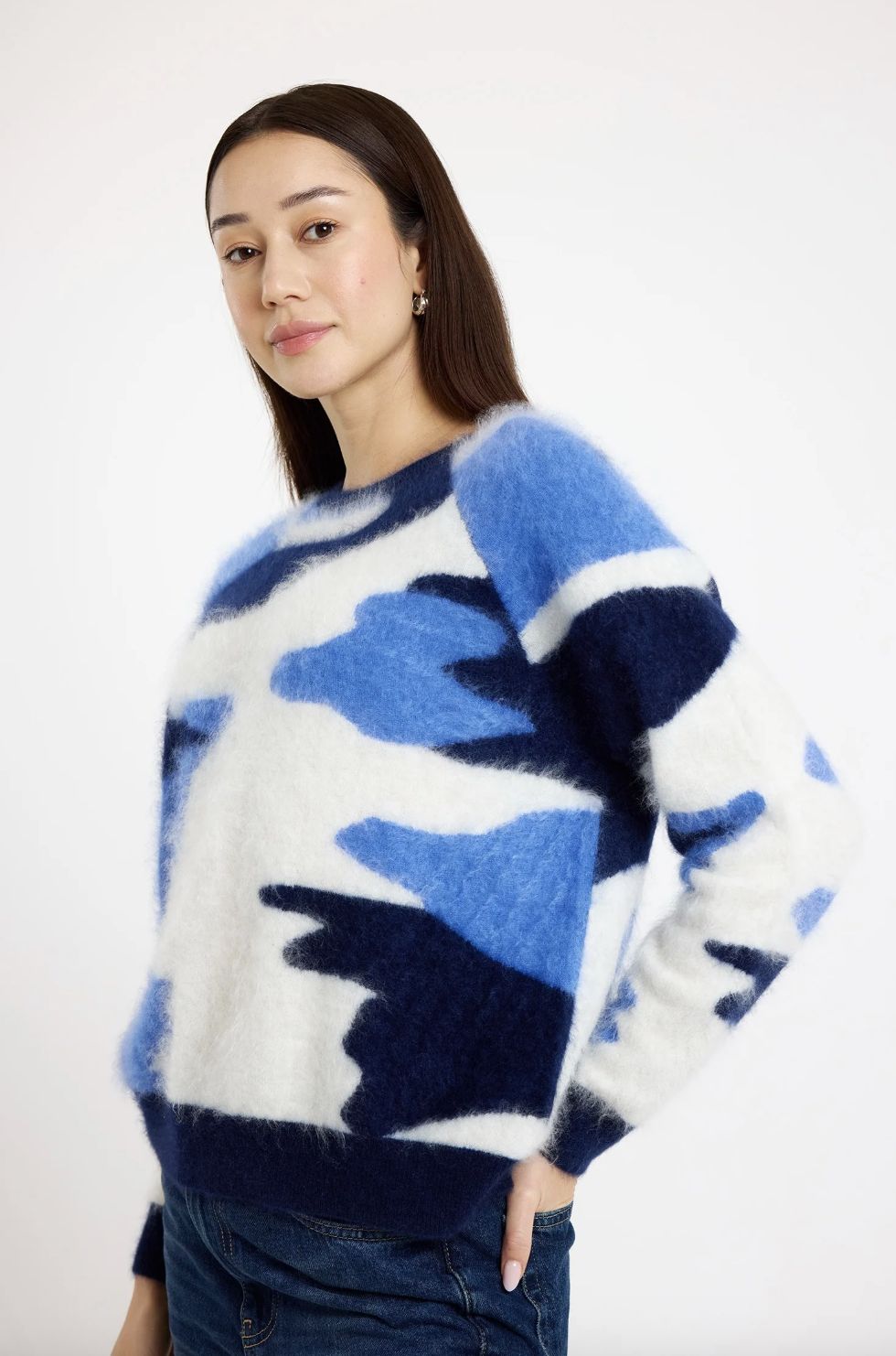 Brodie Cashmere Brushed Camo Sweater