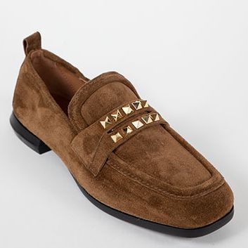 Homers Lena Suede Flat W/ Studs, Color: Cognac, Size: 36