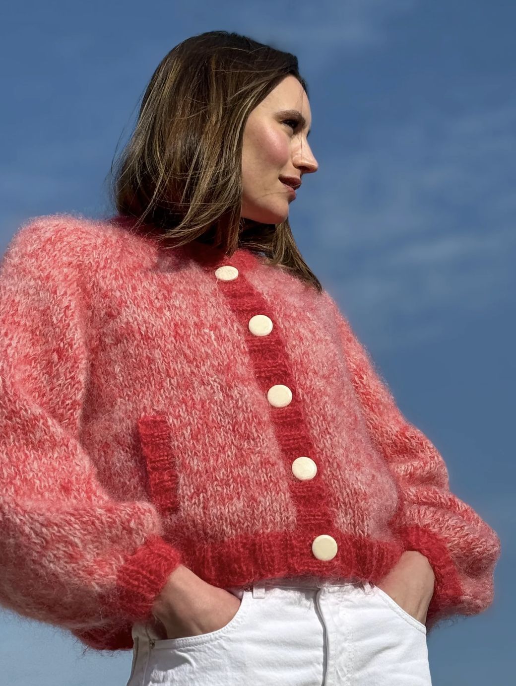 Rose Carmine Bomber Sweater