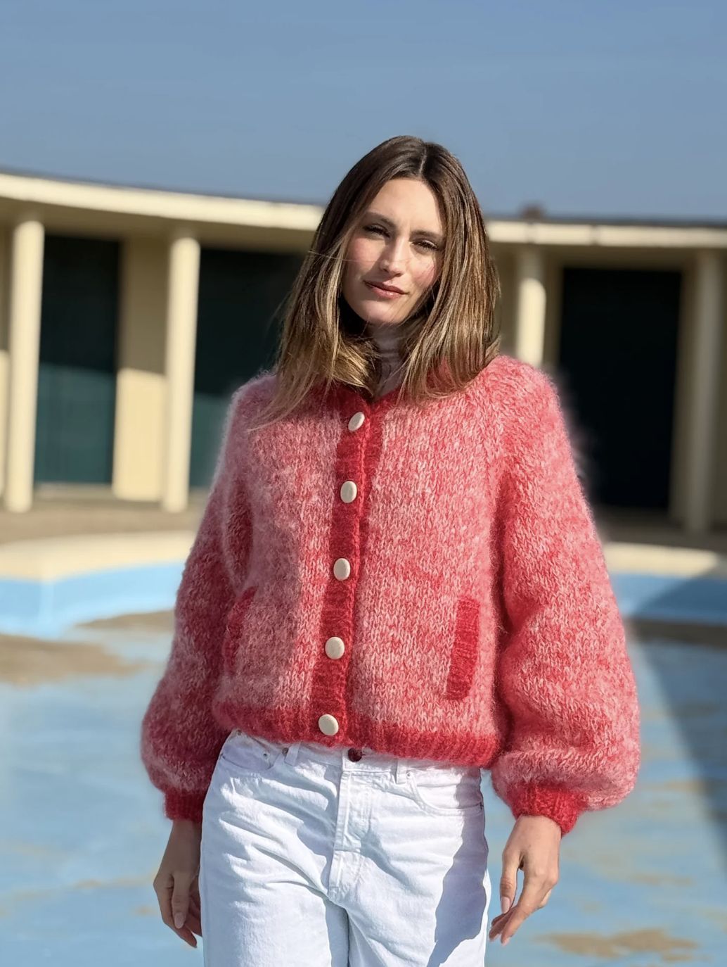 Rose Carmine Bomber Sweater