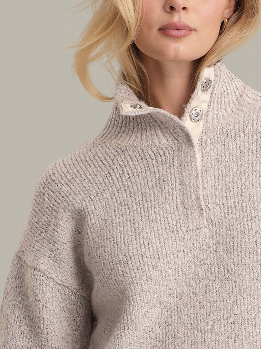 525 America Boxy Snap Front Henley Sweater