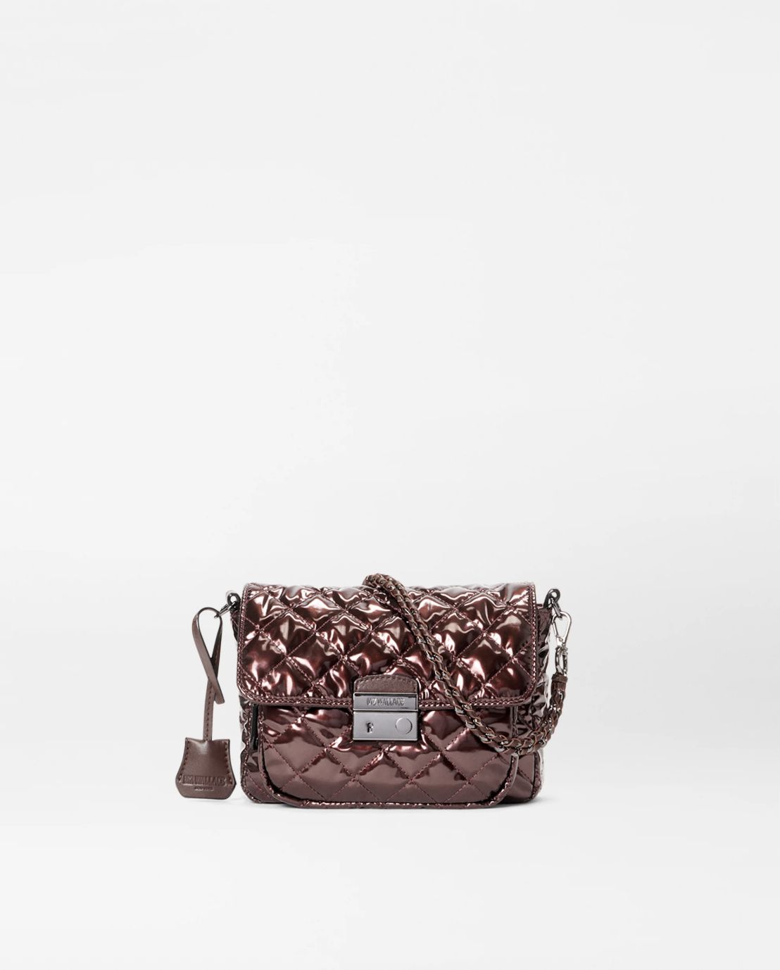 MZ Wallace Small Crosby Lock Crossbody in Bordeaux Lacquer