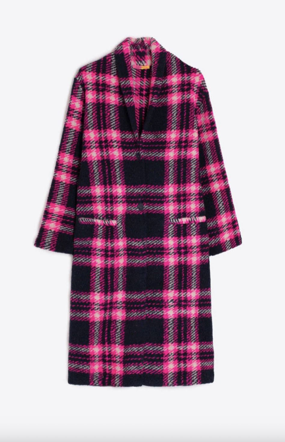 Vilagallo Claudia Pink and Navy Plaid Coat