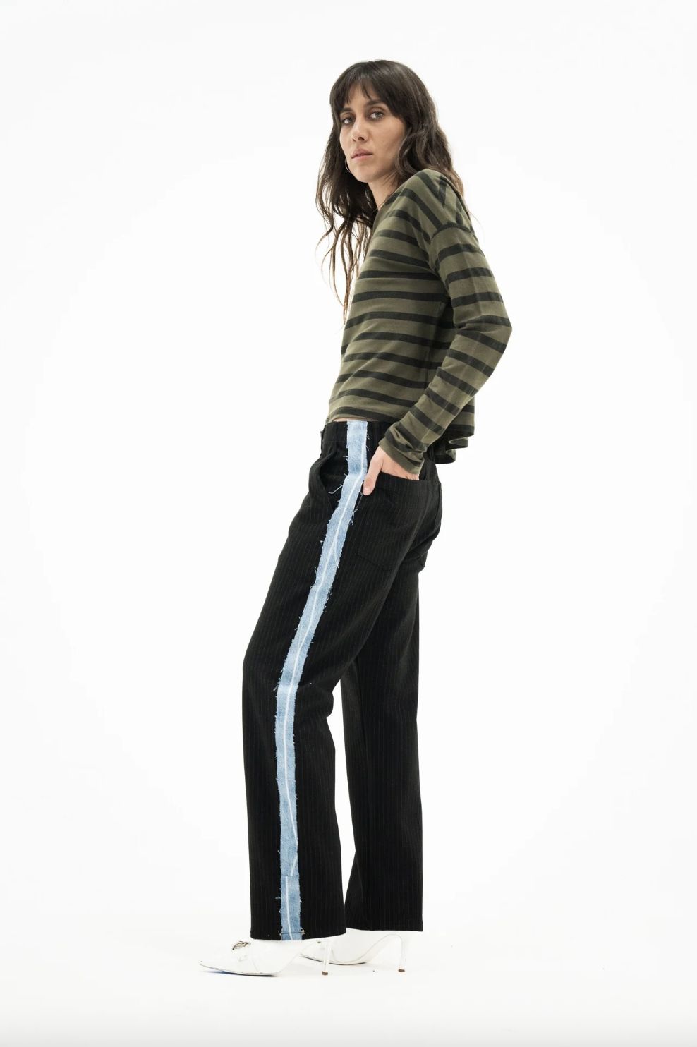 ASKK NY Tomboy Tuxedo Pant, Color: Pinstripe, Size: 24