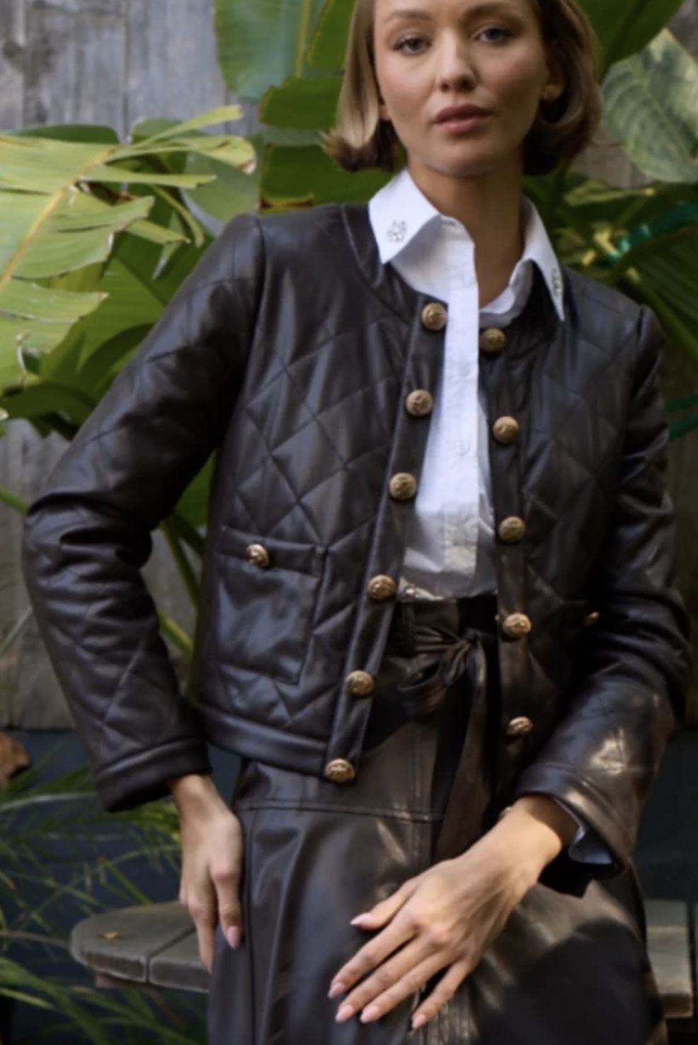 Stellah Vegan Leather Quilted Jacket