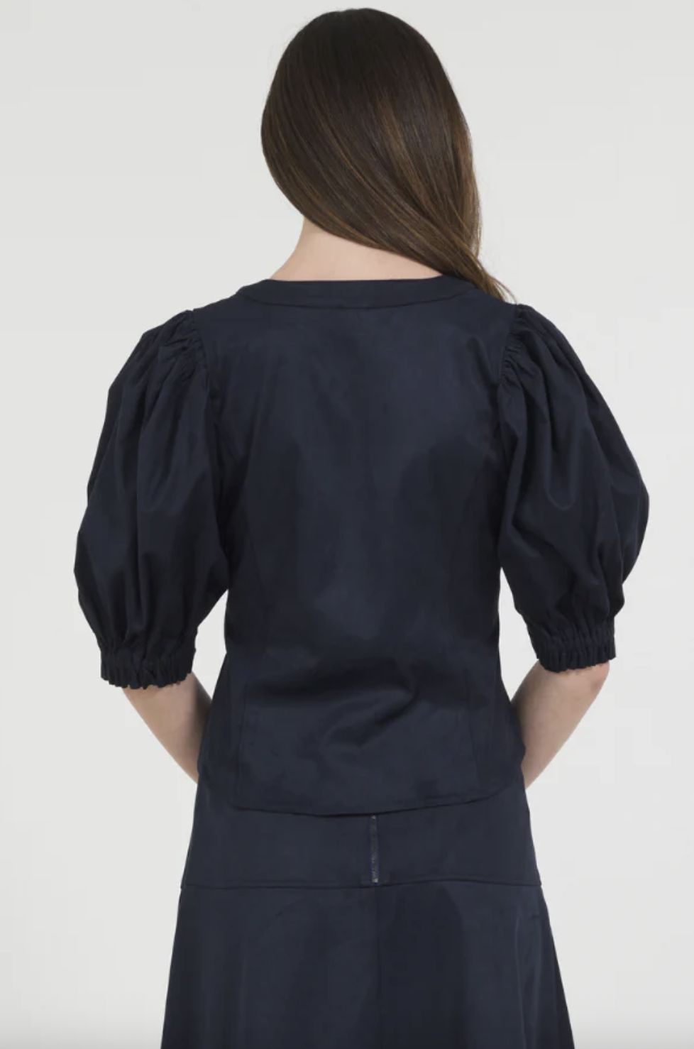 Stellah Vegan Suede Puff Sleeve Top