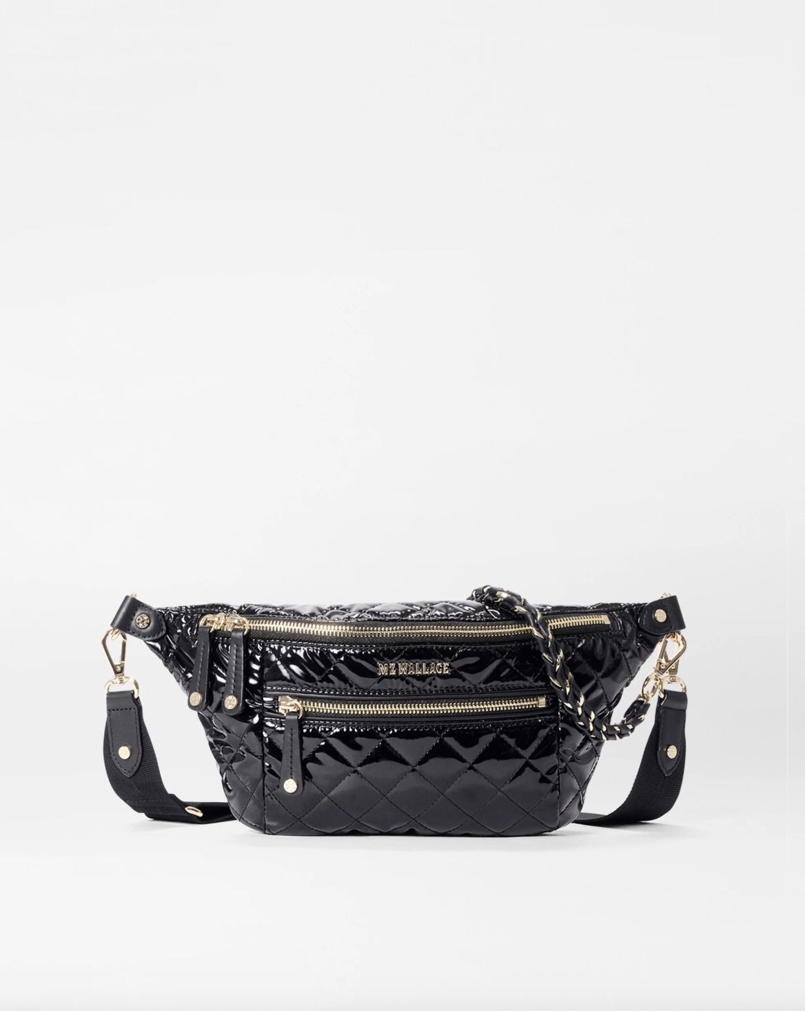 MZ Wallace Small Crosby Crossbody Sling in Black Lacquer