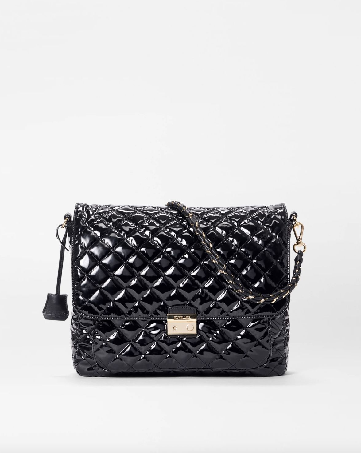 MZ Wallace Large Crosby Lock Crossbody in Black Lacquer