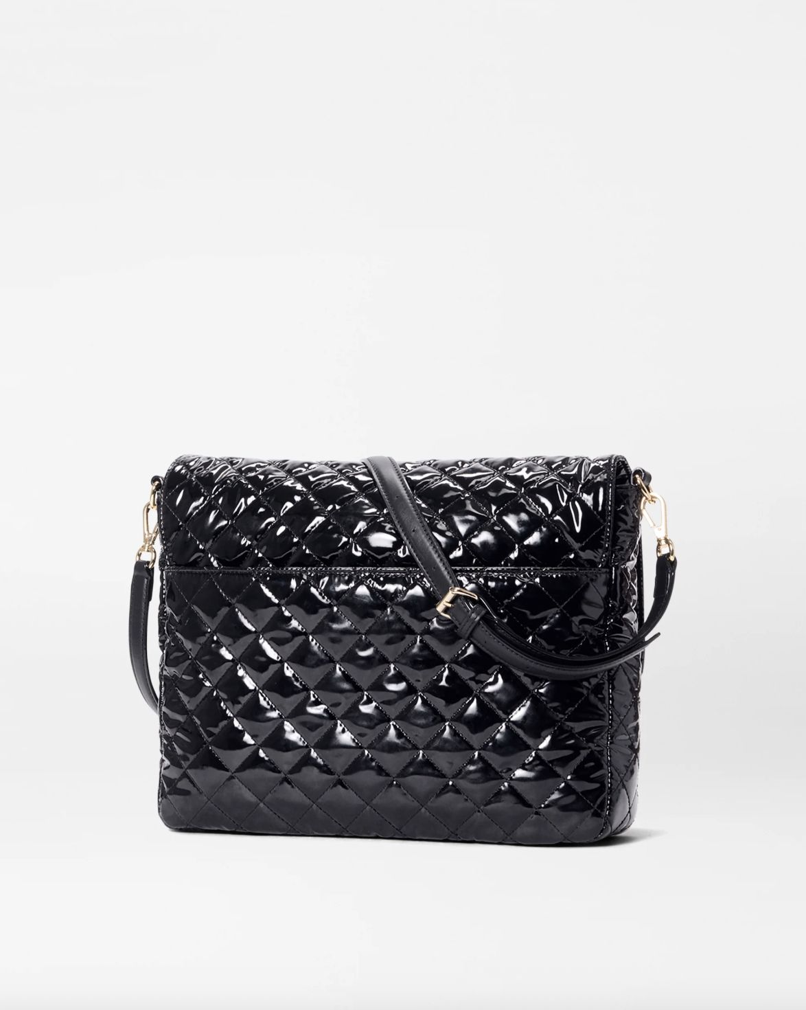 MZ Wallace Large Crosby Lock Crossbody in Black Lacquer