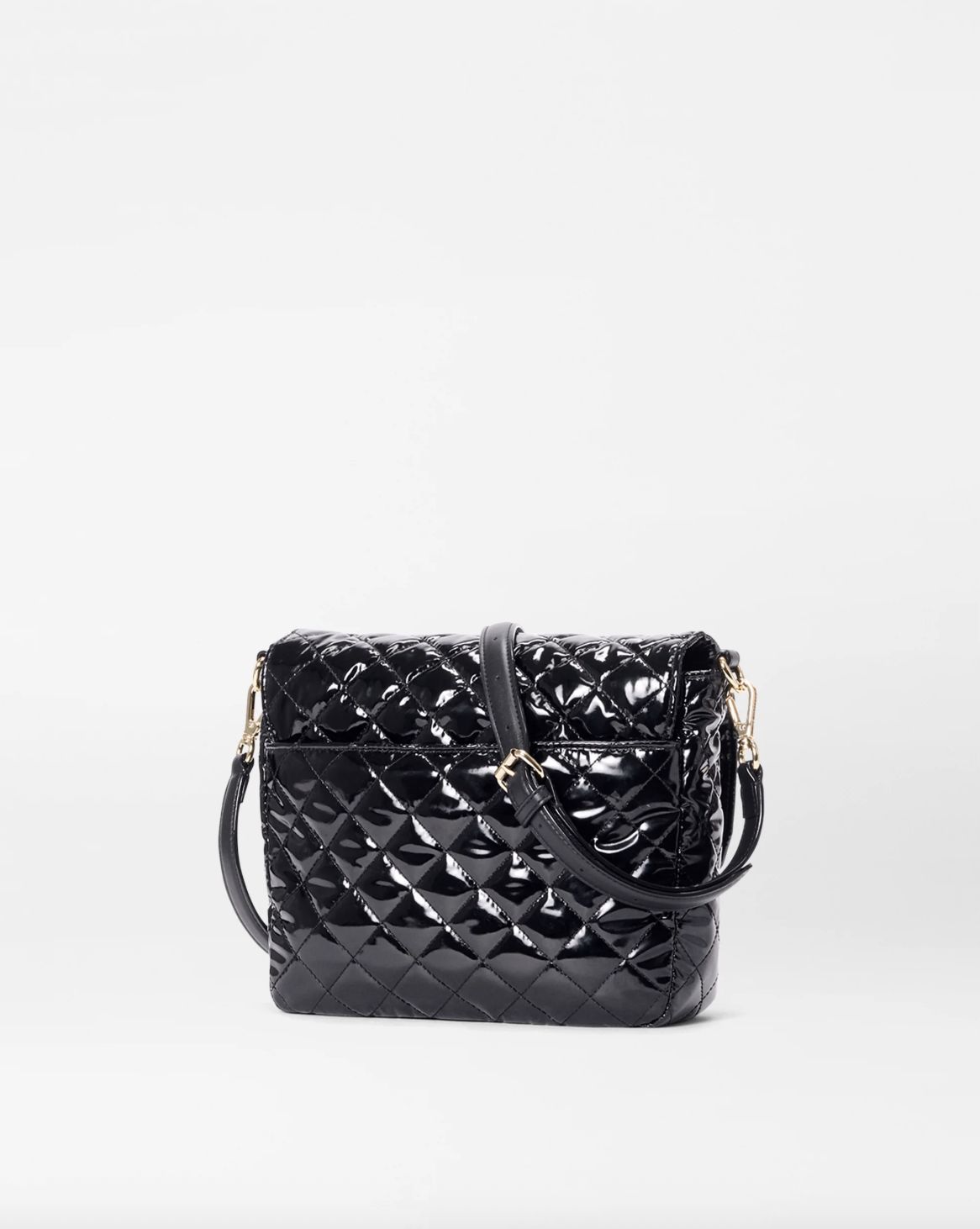 MZ Wallace Medium Crosby Lock Crossbody in Black Lacquer